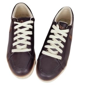 Ralph Lauren Brown and tan Leather Tennis shoes  size 9.5